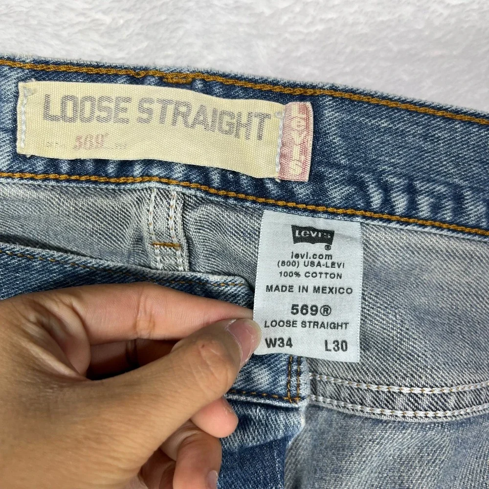Levi's 569‎ Loose Straight Jeans Men's Blue Denim Cotton Zip Fly Y2K - 34X30.5